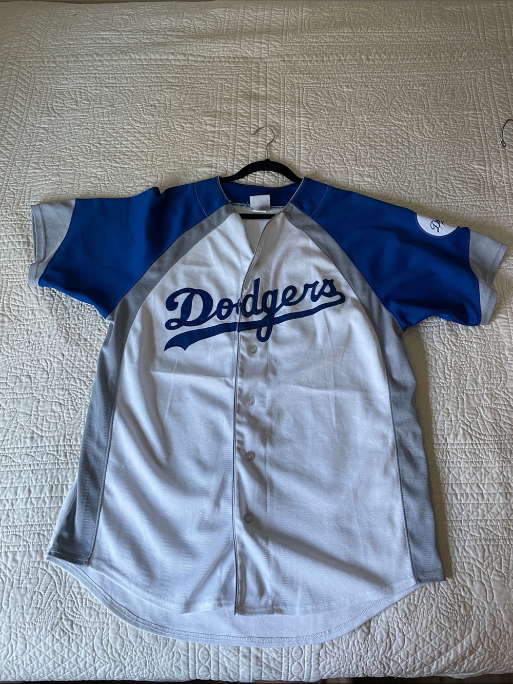 Majestic White and Royal Blue Dodgers Baseball Jersey